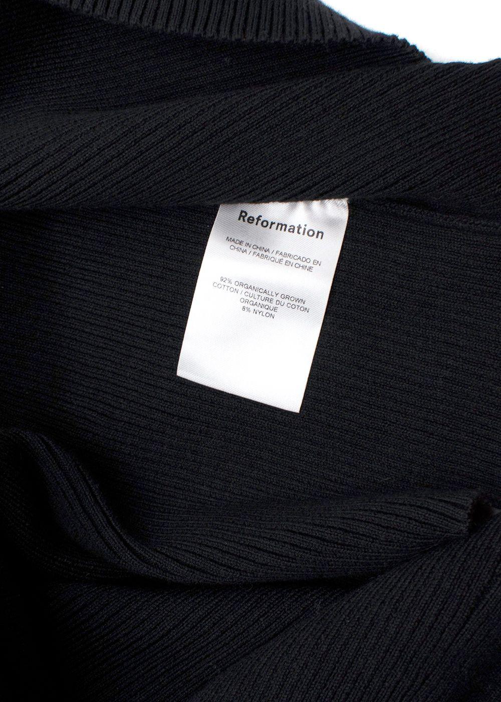 Reformation Black Ribbed Symone Cotton Sweater Dress