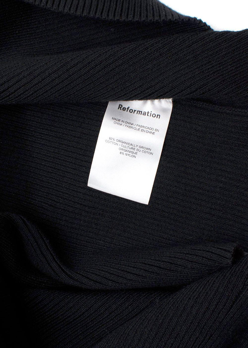 Reformation Black Ribbed Symone Cotton Sweater Dress