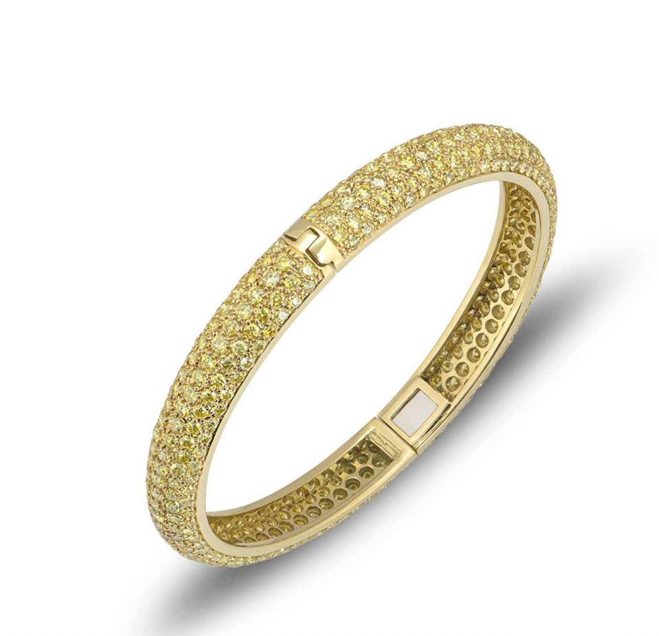 18ct yellow gold & yellow diamond hinged bangle 5.60ct TWD