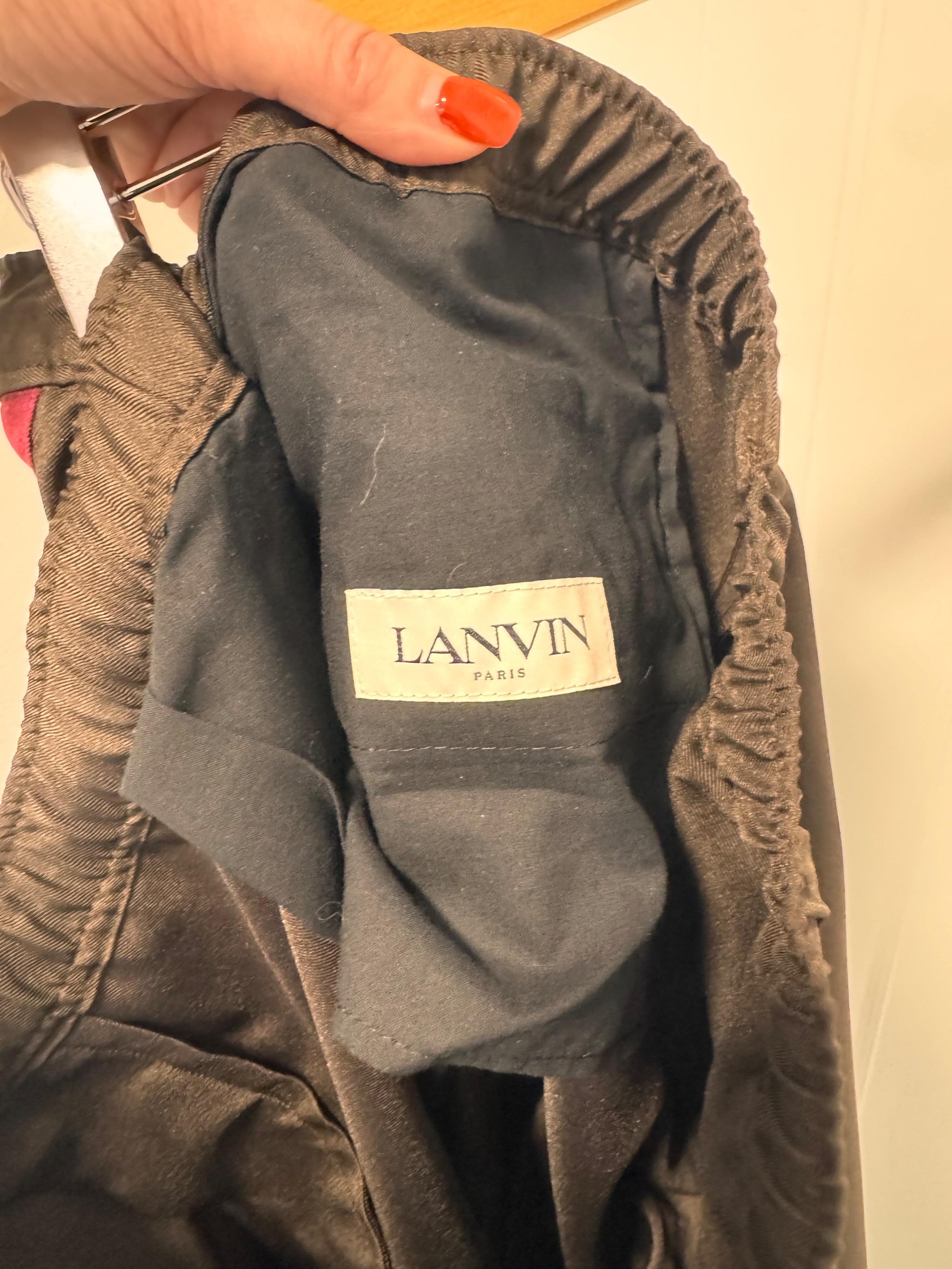 Brown Track Pants with Red Stripes