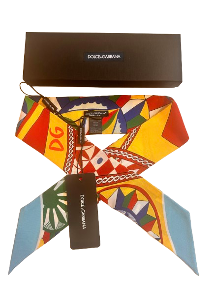 Dolce & Gabbana Floral Sicily Caretto Maiolica Twilly Scarf