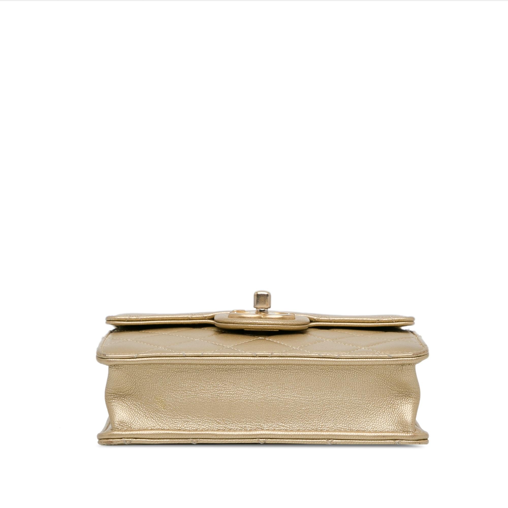 Chanel Metallic Gold Small Lambskin Chic Pearls Flap Bag