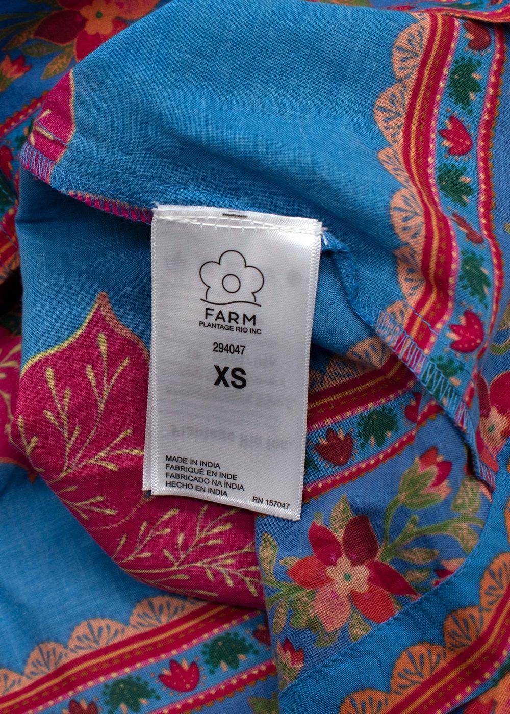 Farm Rio Blue Printed Lace Detail Blouse