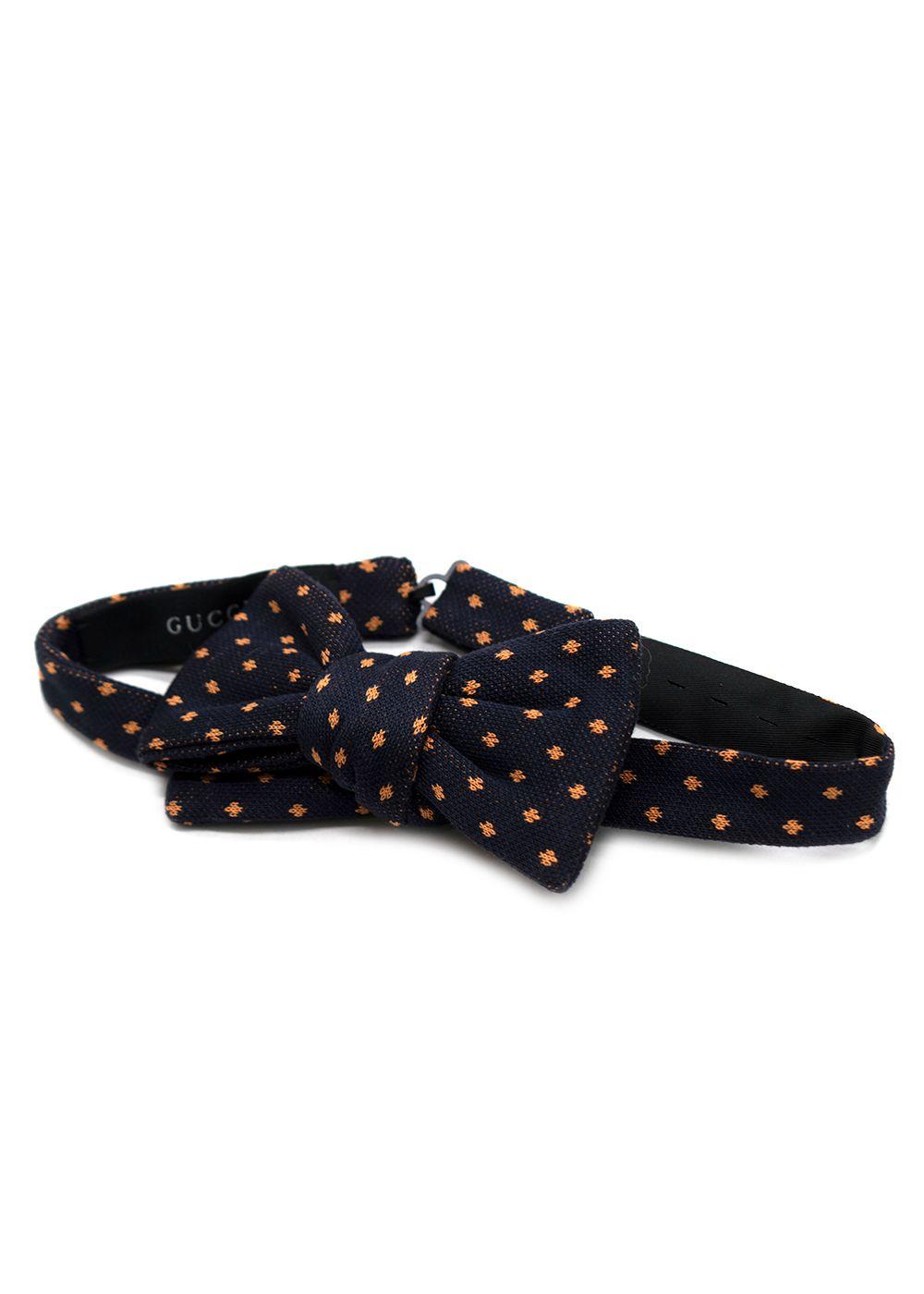 Gucci Navy Orange Pattern Bow Tie