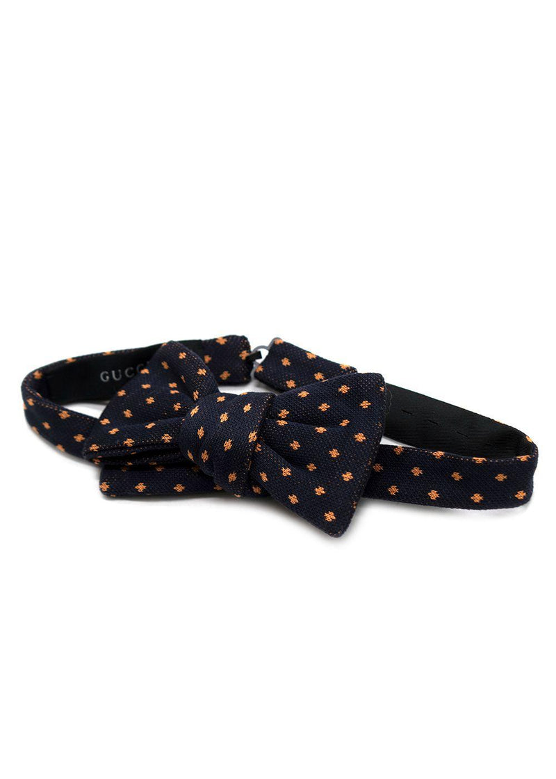 Gucci Navy Orange Pattern Bow Tie