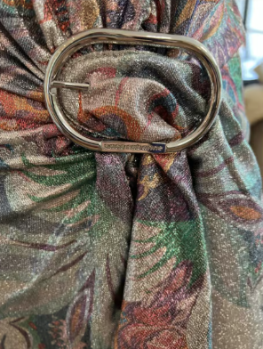 Paco Rabanne Draped Metallic Printed Midi Dress