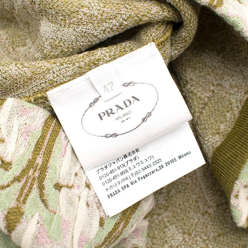 Prada green jacquard floral midi skirt