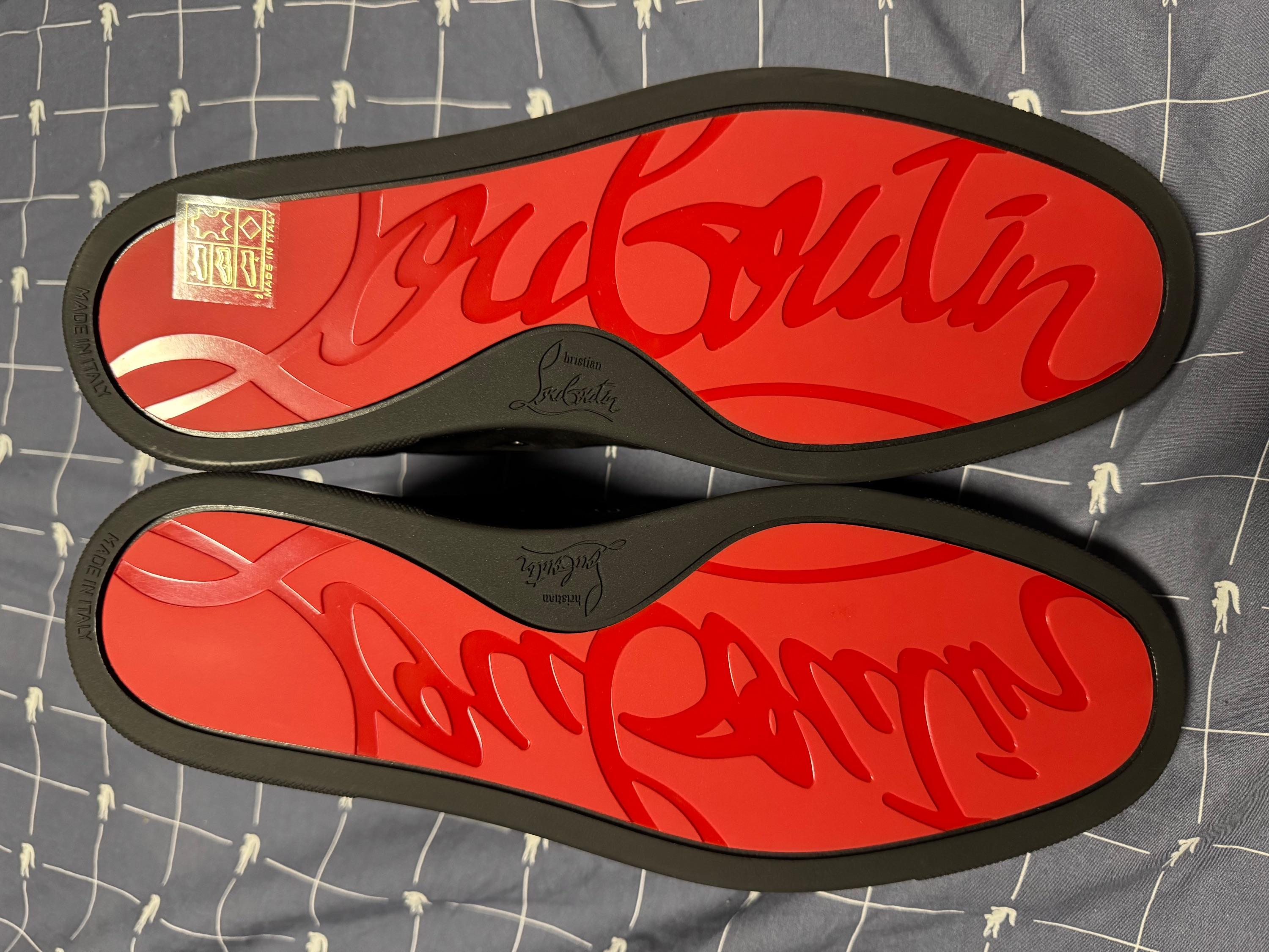 Louboutin Black Velours Slip On Sneakers