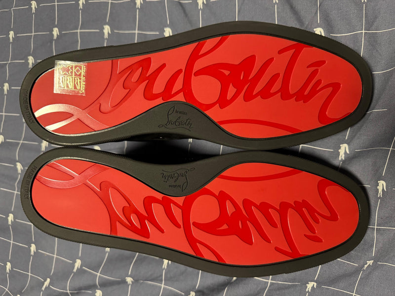 Louboutin Black Velours Slip On Sneakers