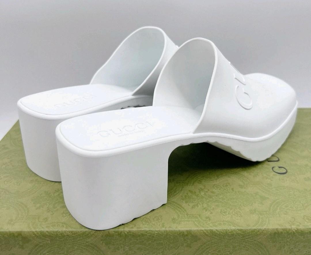 Gucci White Rubber Mules