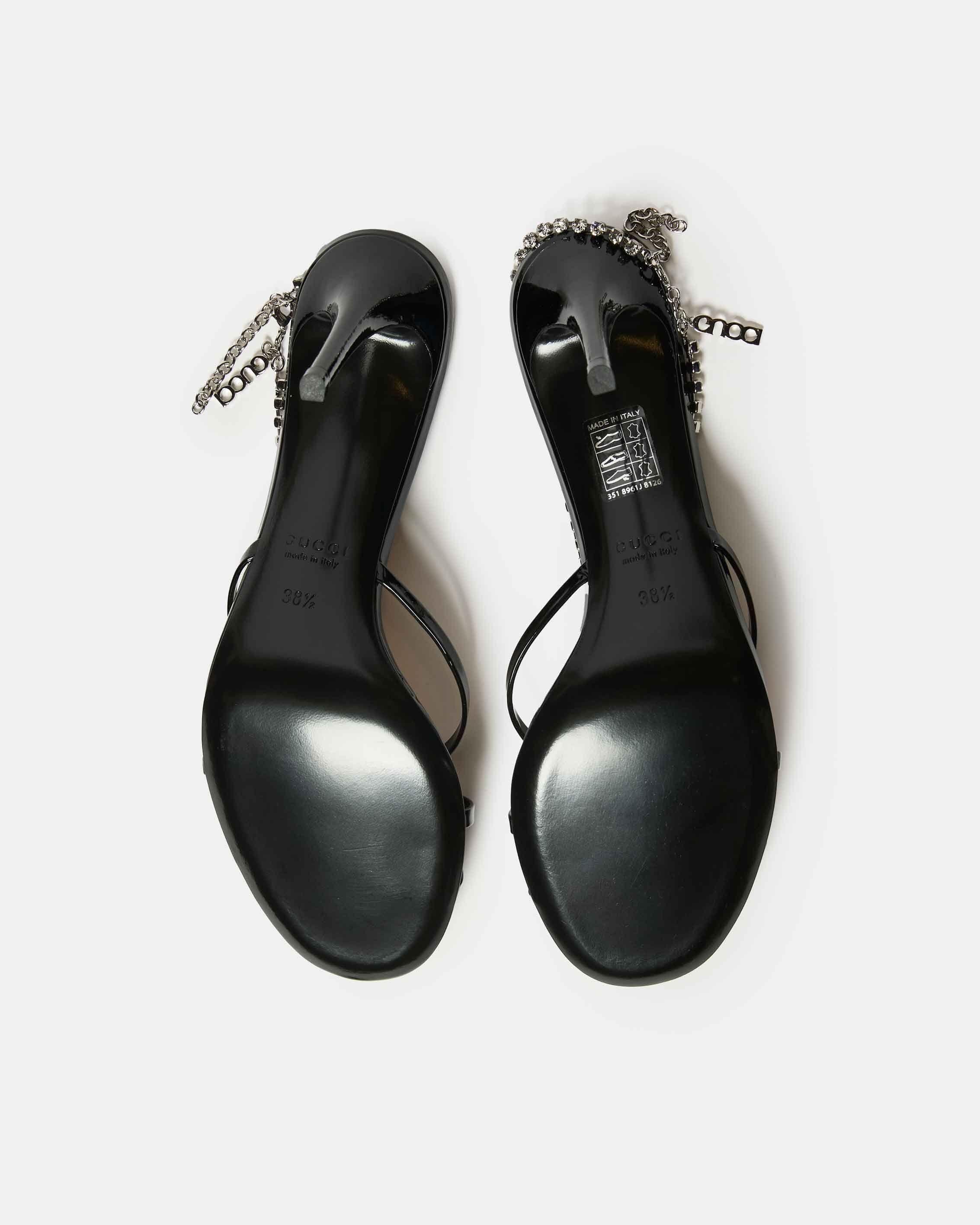 Gucci Patent And Crystal Sandals