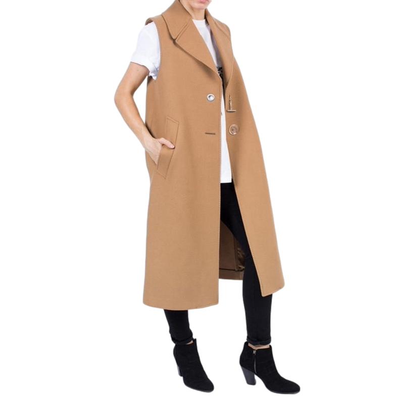 Off White Wool Blend Longline Camel Jacket