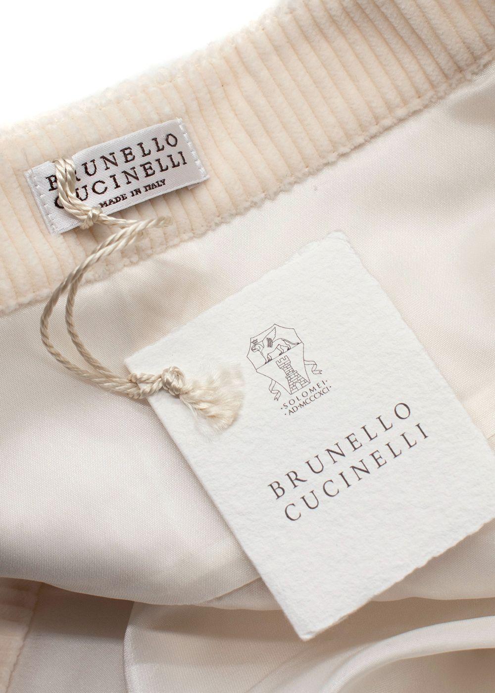 Brunello Cucinelli Cream Corduroy Skater Skirt