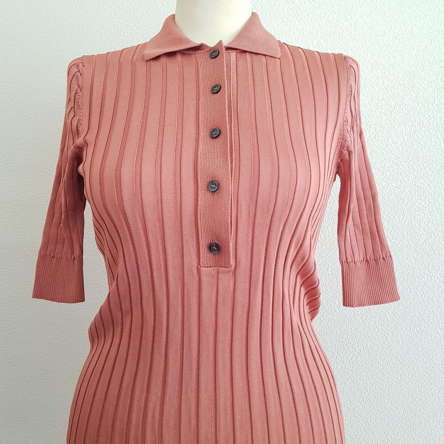 Rose Gold Ribbed Knit Jimmy Polo Shirt