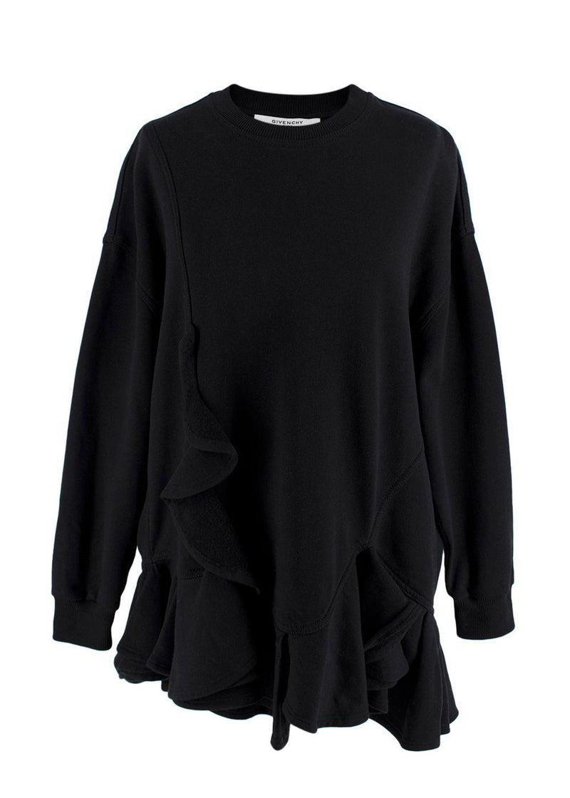 Givenchy Black Ruffled Crewneck Sweatshirt