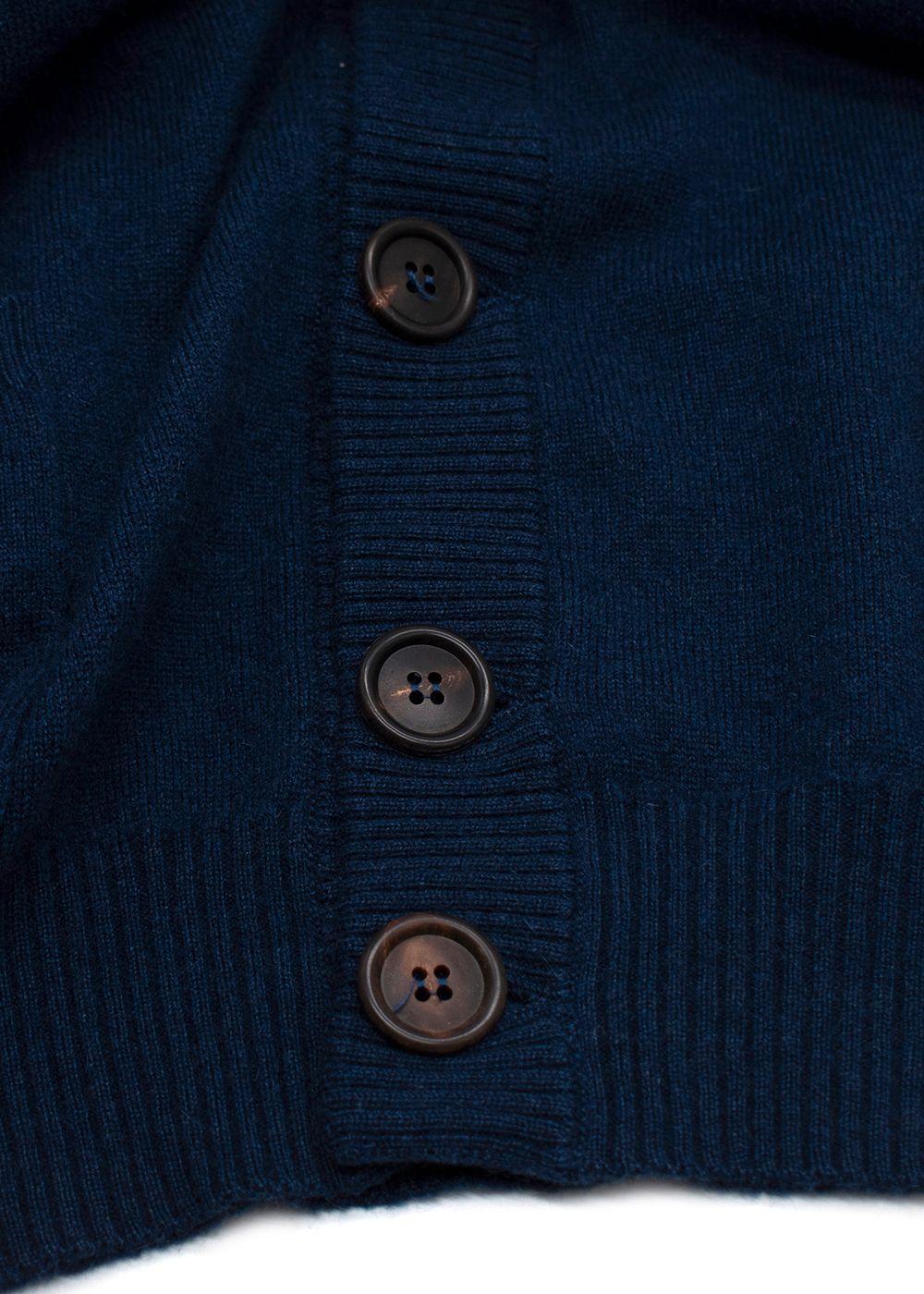 Brunello Cucinelli Royal Blue High-Neck Cashmere Cardigan