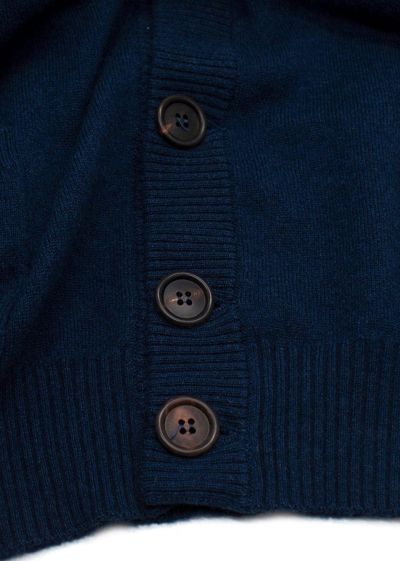 Brunello Cucinelli Royal Blue High-Neck Cashmere Cardigan