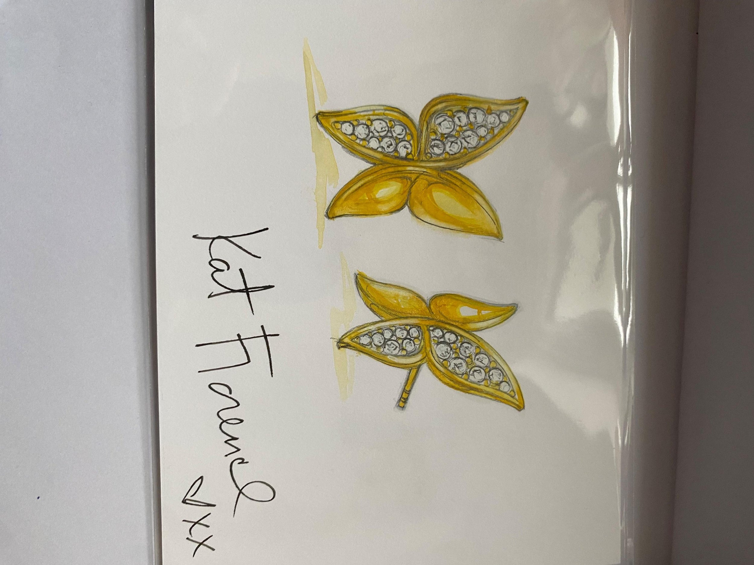Kat Florence 18k Yellow Gold D Flawless Diamond Butterfly Earrings