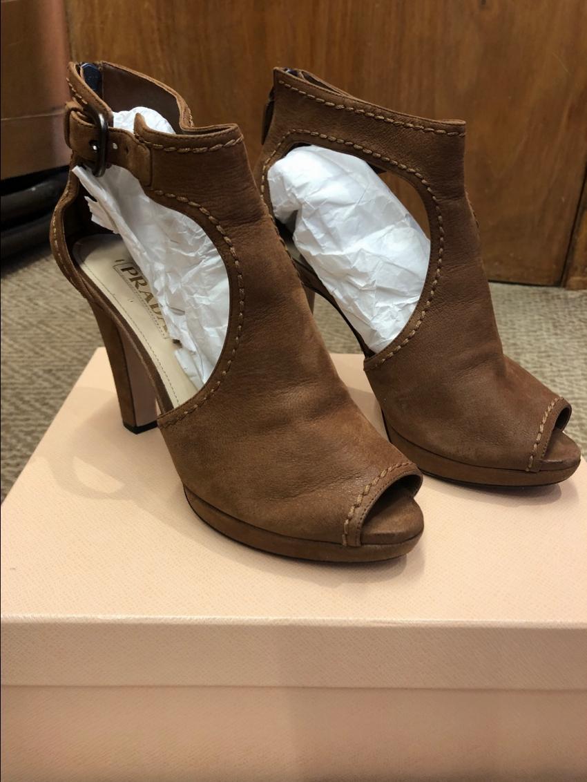 Prada Brown Cut-out Booties