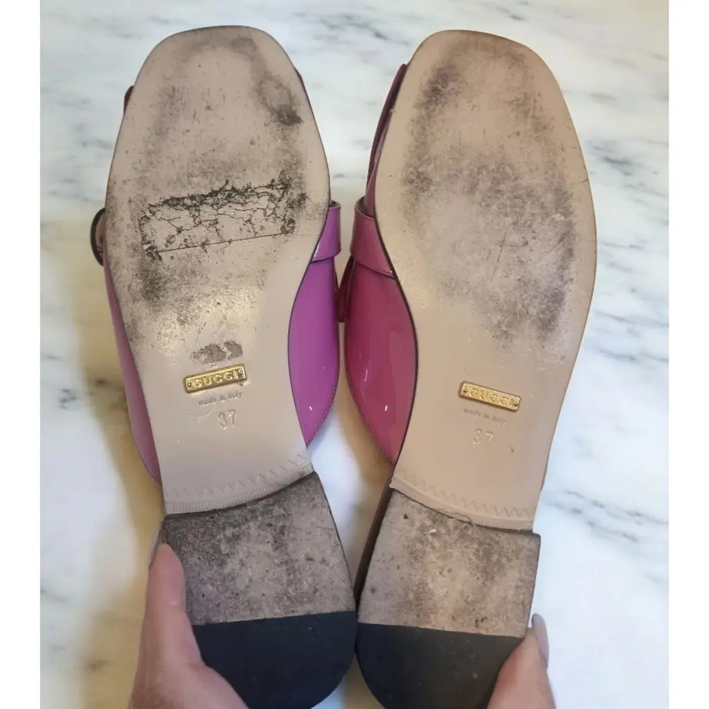 Gucci Pink Patent Marmont Flats