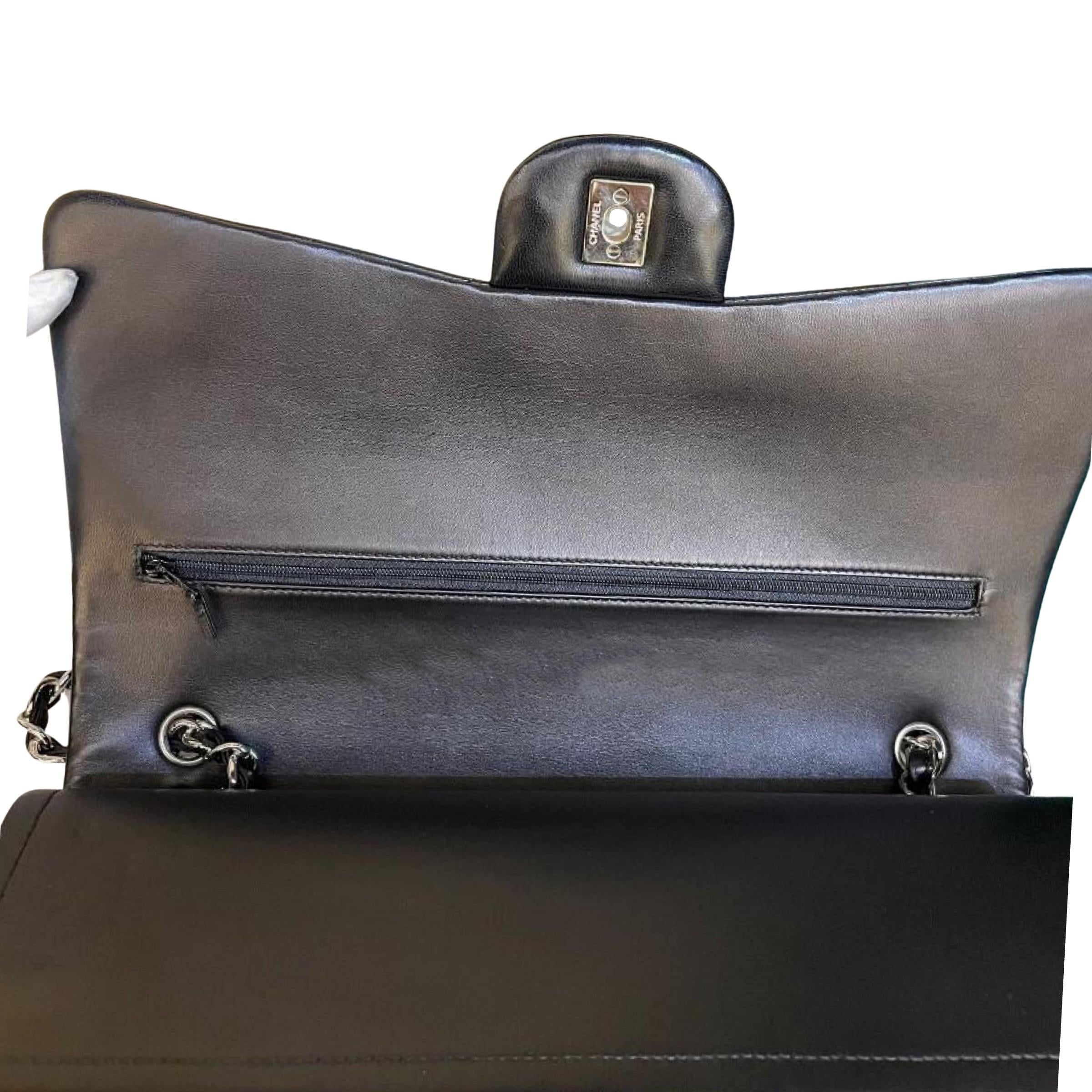 Black Lambskin Maxi Double Flap