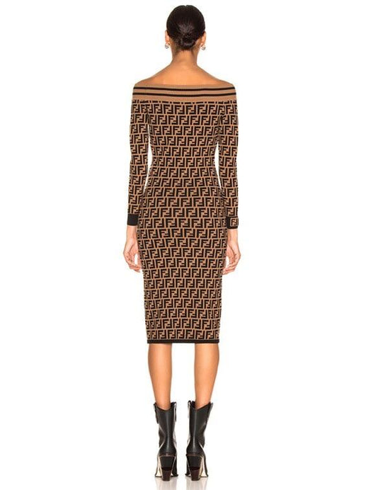 Fendi Bardot Monogram Midi Dress