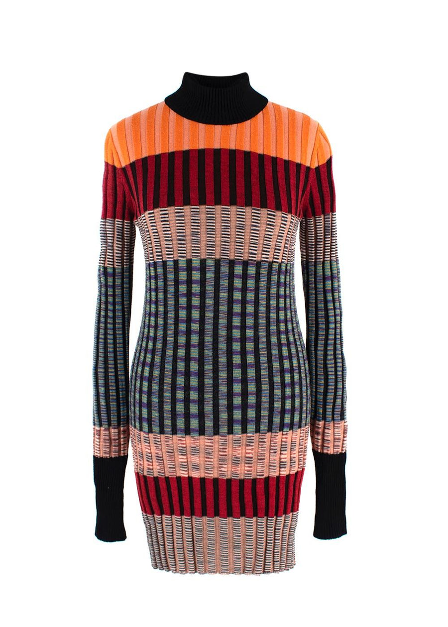 Missoni Multicoloured Ribbed Turtleneck Midi Dress