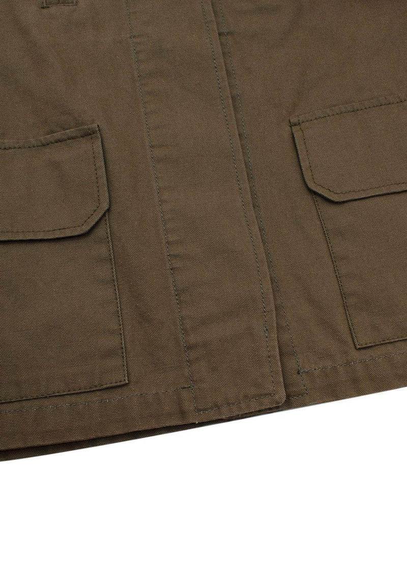 Balmain Khaki Embellished Cotton Military Jacket