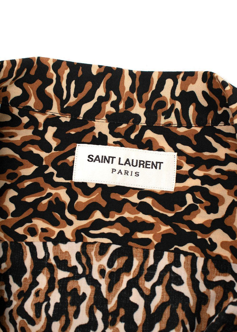 Saint Laurent Brown Printed Short Sleeve Shirt