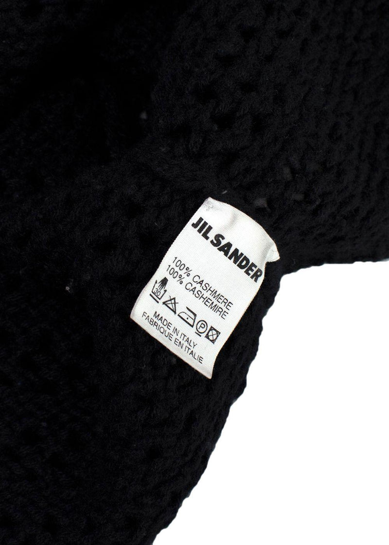 Jil Sander Black Cashmere Open Knit Longline Jumper