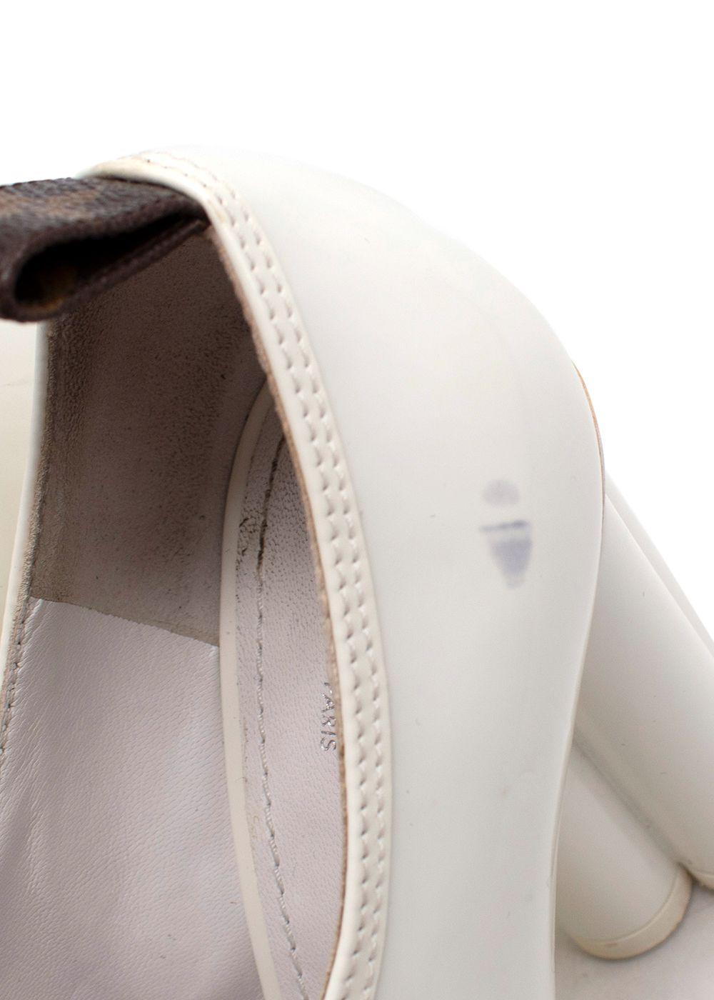 Louis Vuitton White Block Heel Loafer Style Shoes