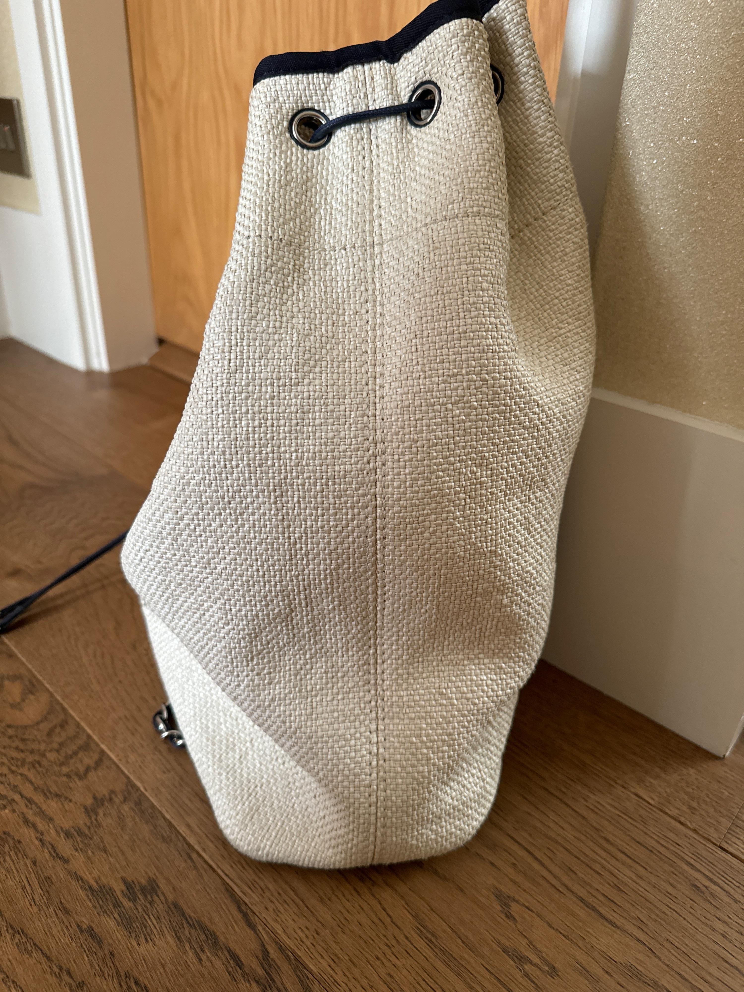 Deauville Beige Canvas With Blue Leather Trim Backpack/Rucksack