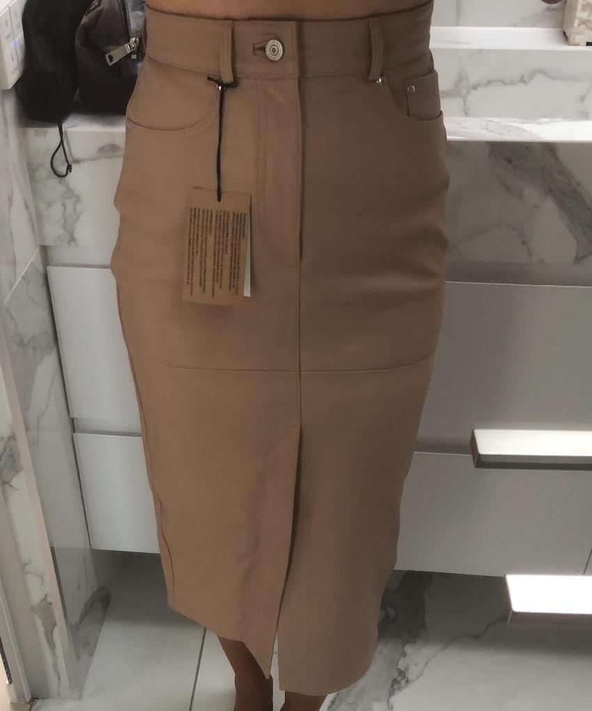 Paul Smith Leather Beige Pencil Skirt