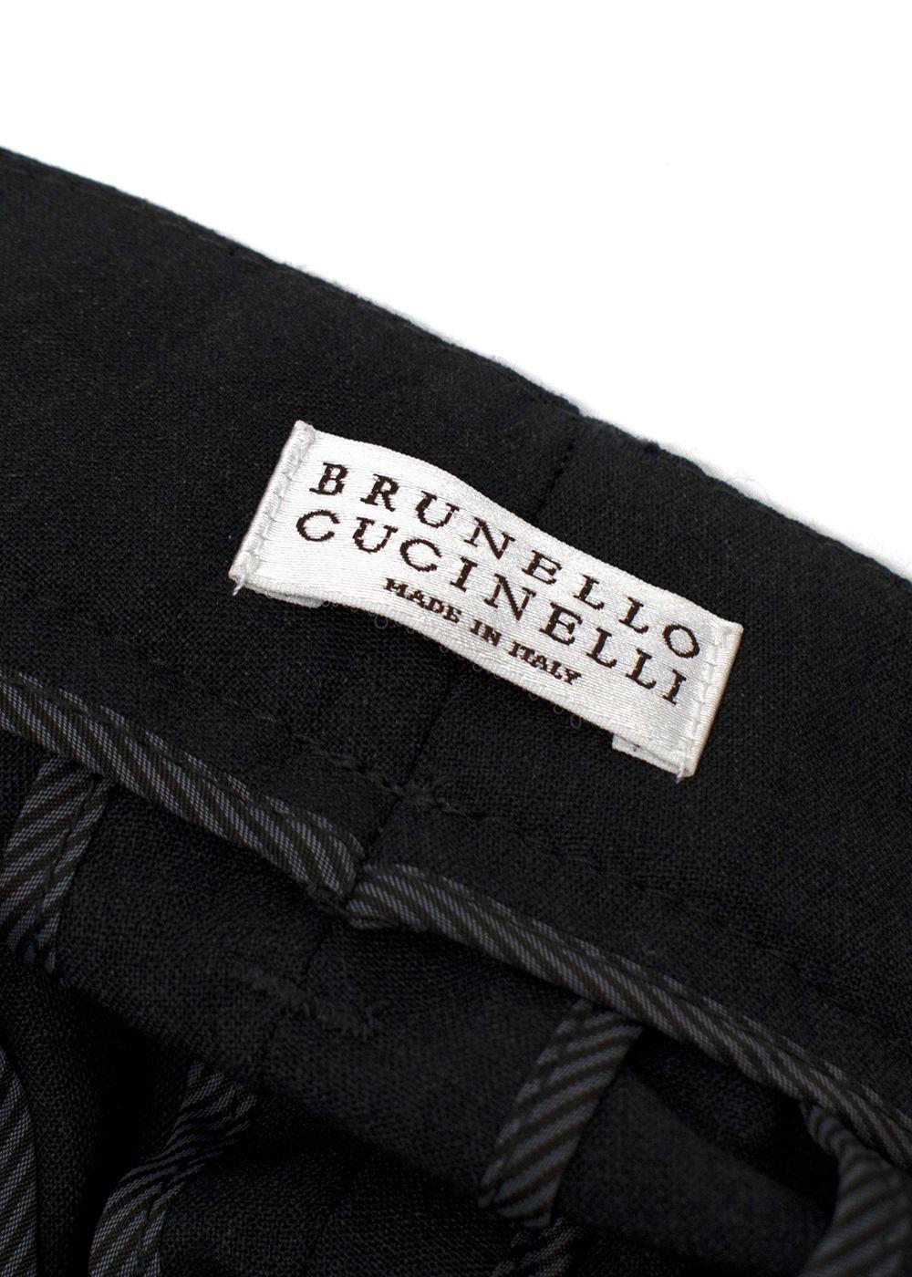 Brunello Cucinelli Charcoal Grey Trousers with Signature Embellishment