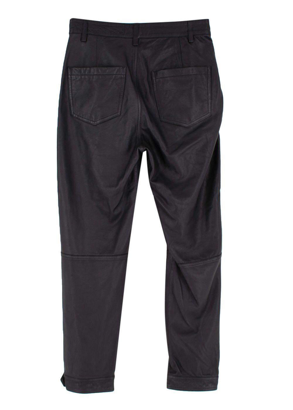 black cropped leather trousers