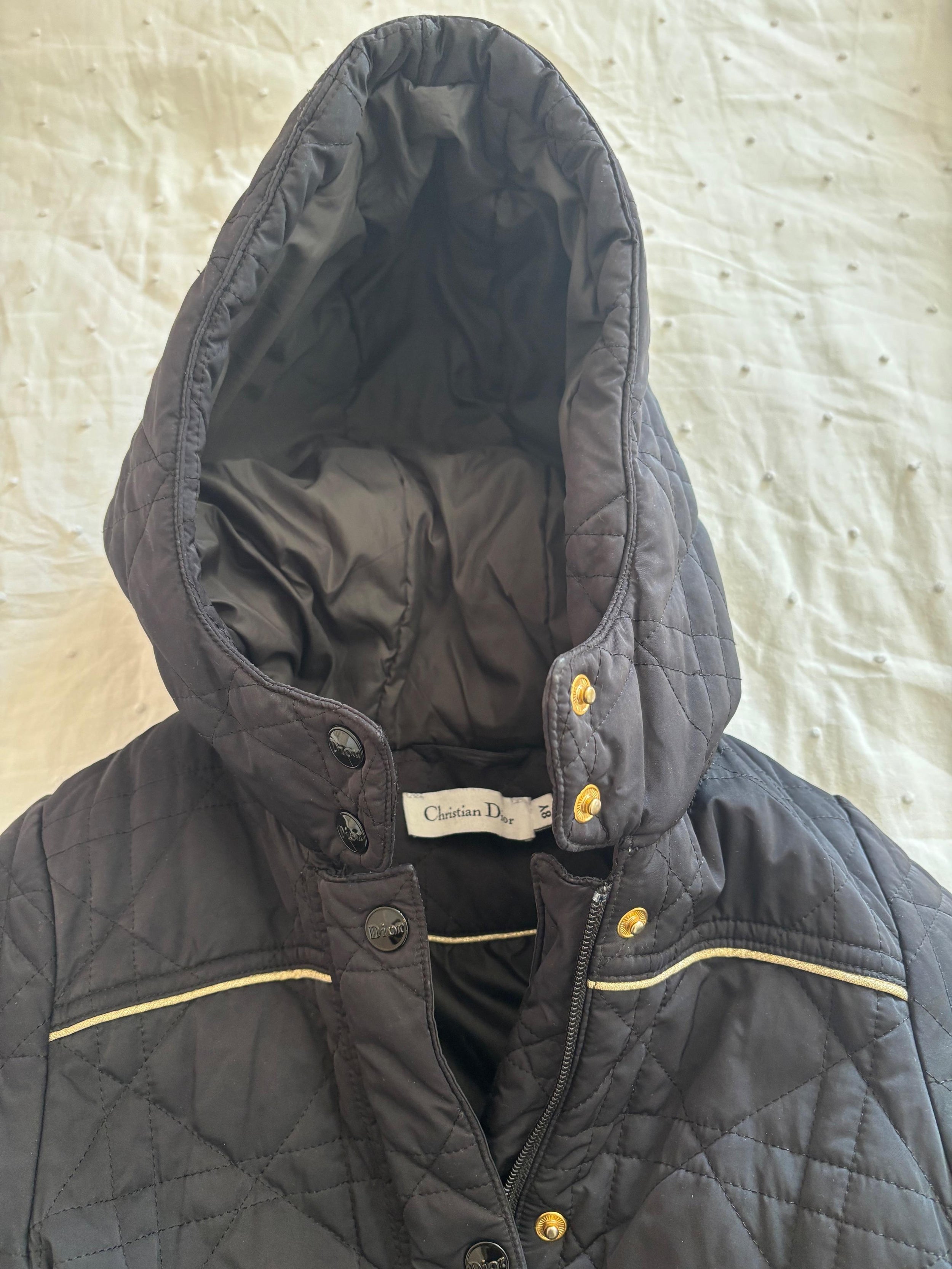 Dior Black  Signature Quilted Kid's Coat  Age 8
