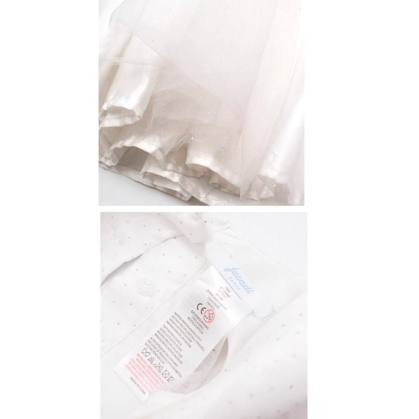 Jacadi Girls White Tulle and Glitter Dress with Crown Headband