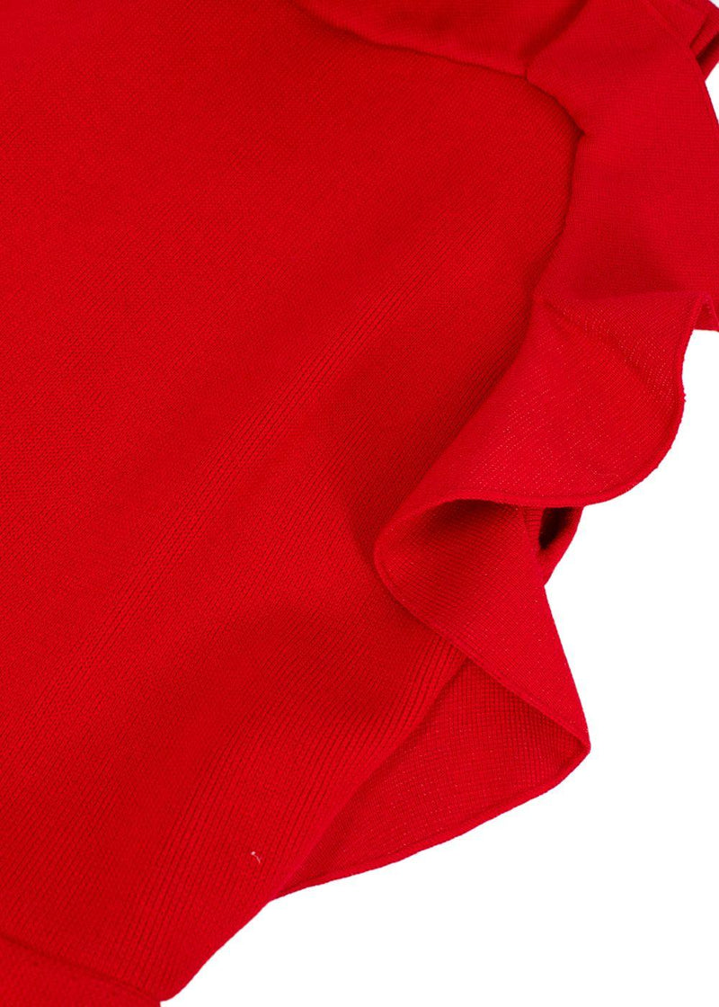 Giambattista Valli Red Ruffle Trimmed Skater Dress