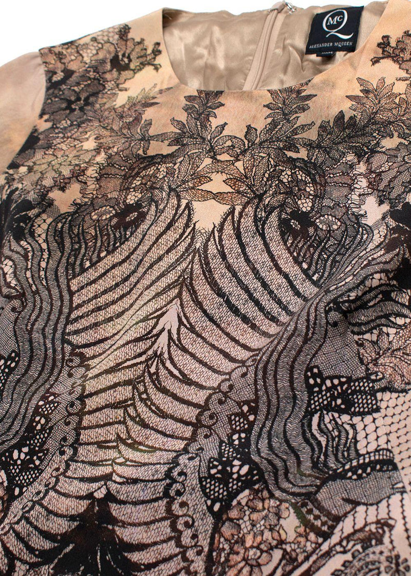 Alexander McQueen MCQ black lace-effect botanical print dress