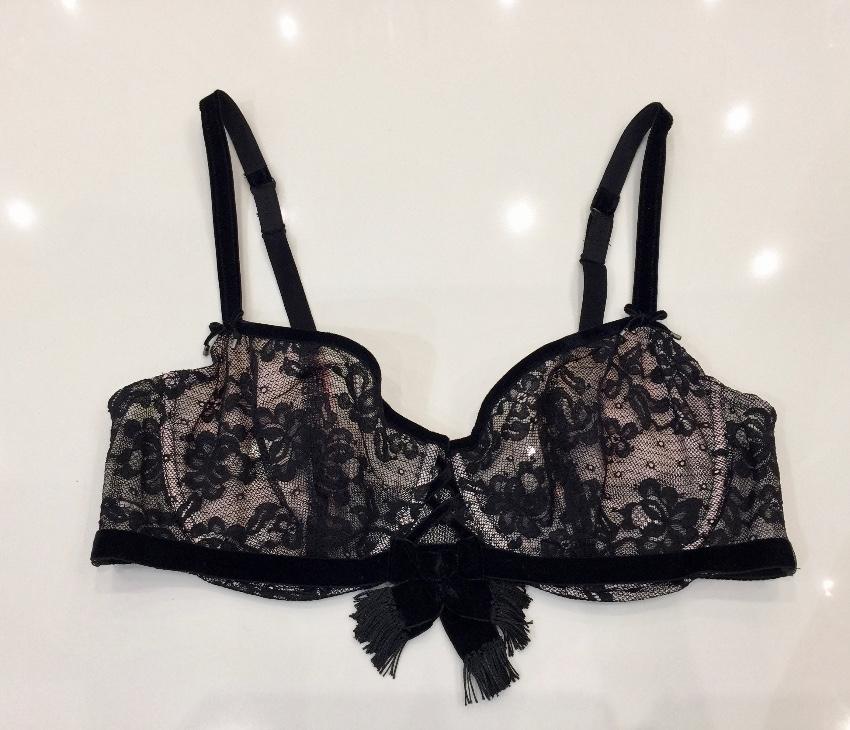 Chantal Thomass Paris Couture Leavers Lace & Velvet Bra & Brief Set