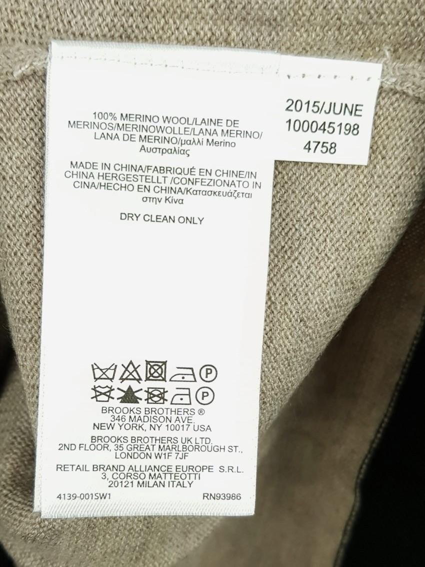 Brooks Brothers Girls Embroidered Oat/Black Merino Wool Cardigan