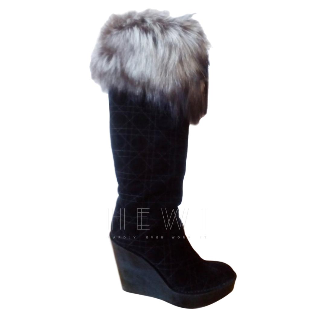Dior Suede and  Fox Fur Tall Boots