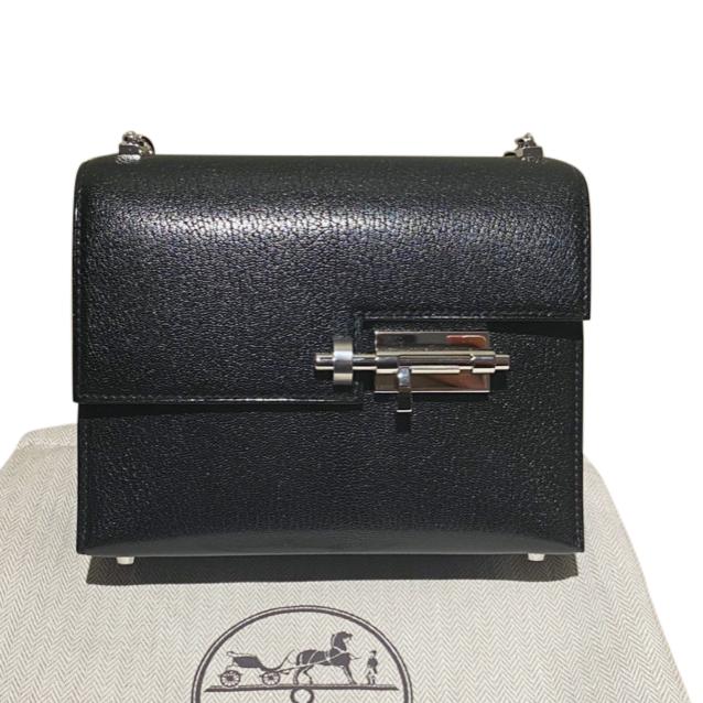 Hermes Noir Chamkila Leather Verrou Chaine Mini Bag PHW