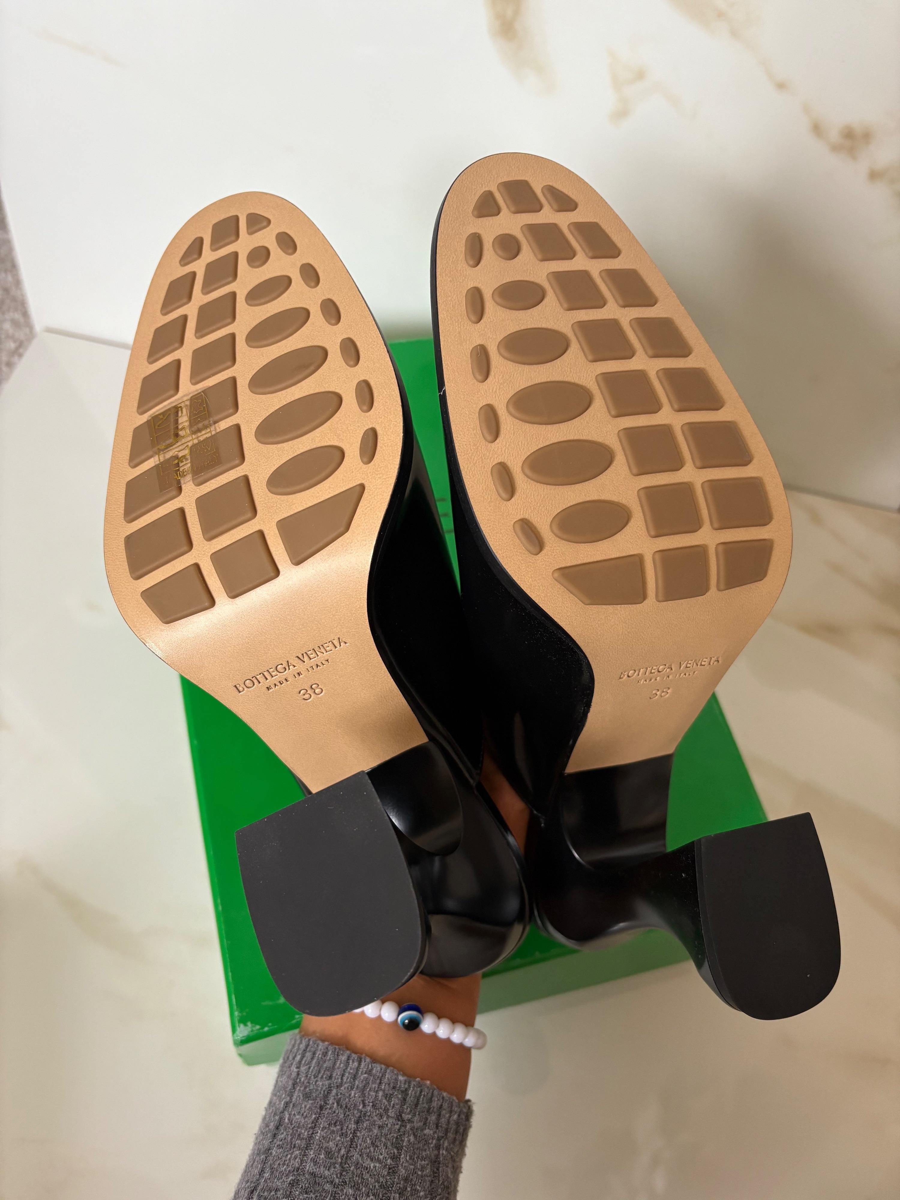 Bottega Veneta Black Patent Leather Cha Cha Mules