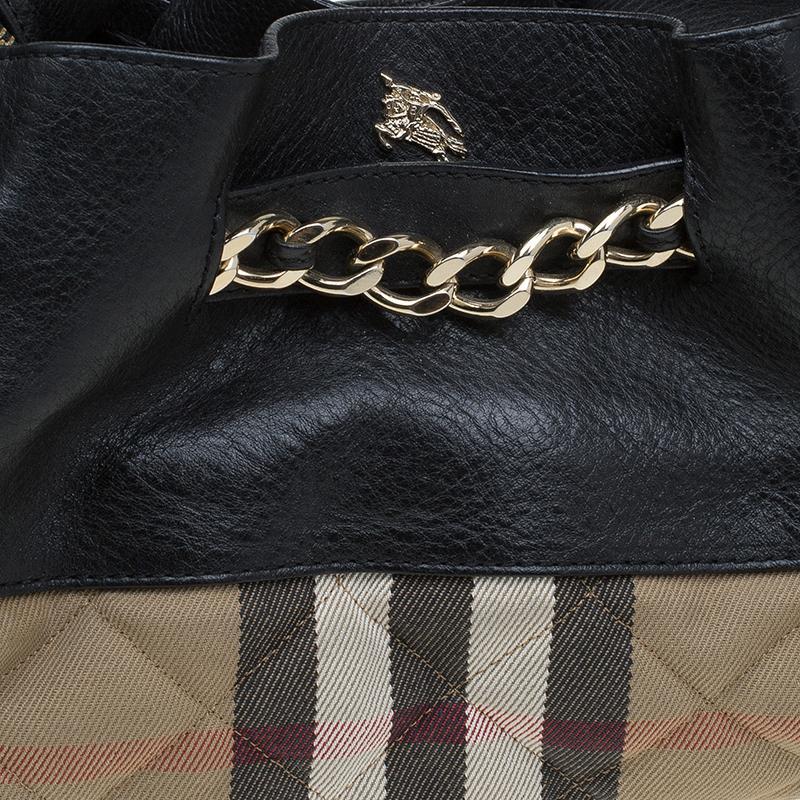 Black Quilted Classic Check Margaret Shoulder Bag