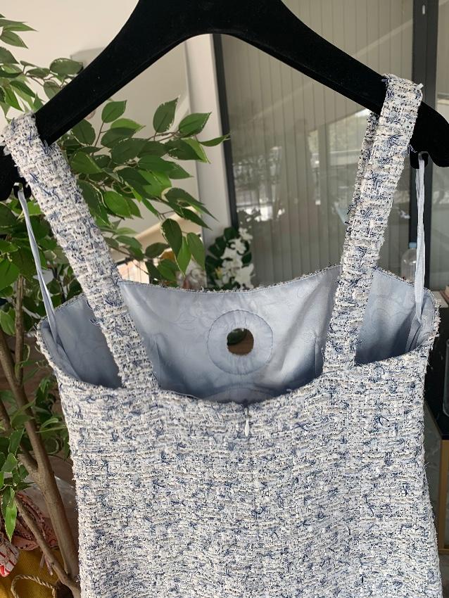 Chanel blue tweed mini dress