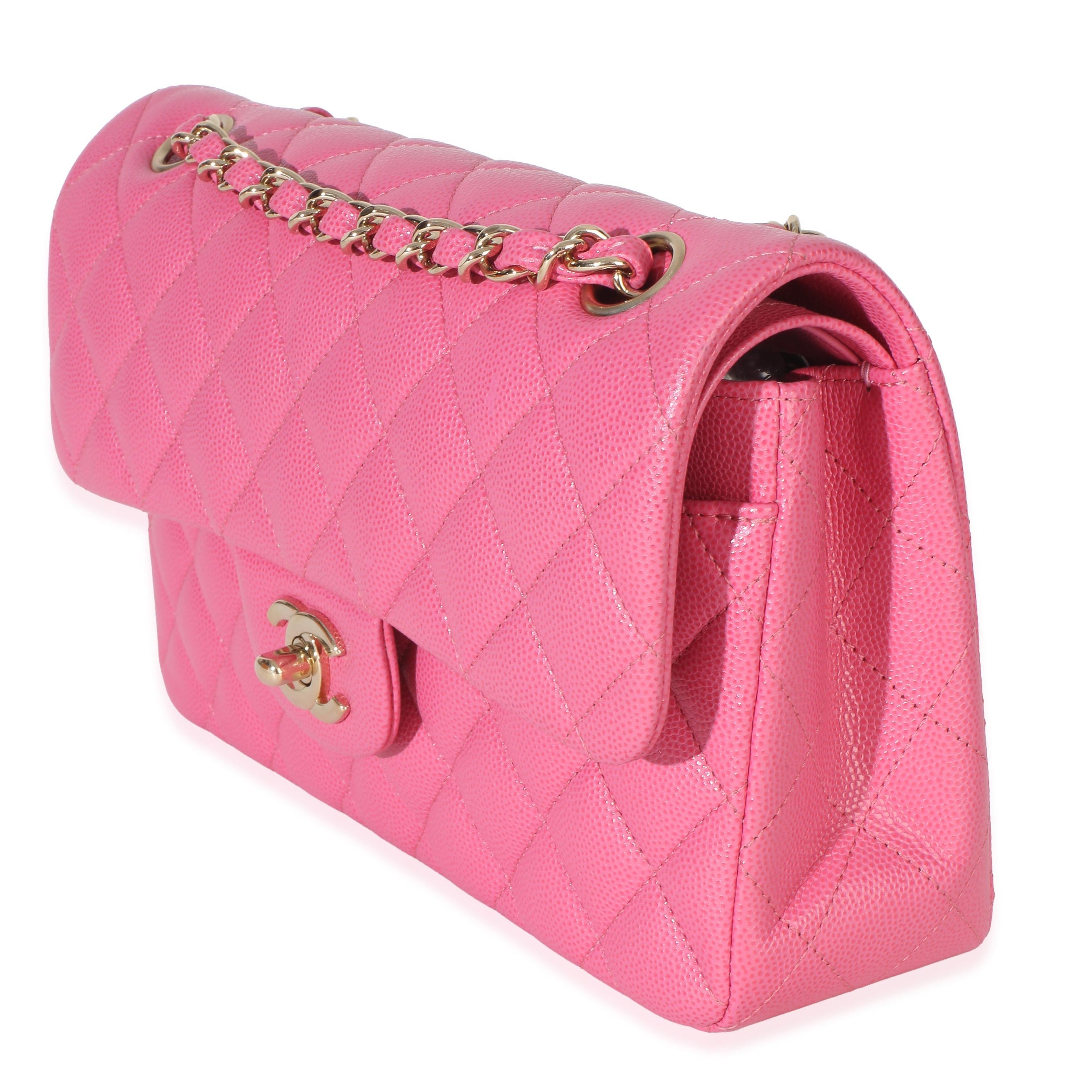 Chanel  Pink Quilted Caviar Small Classic Double Flap Handbag