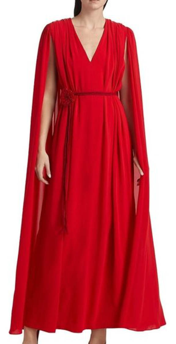 Alice + Olivia Women's Red Zenaida Maxi Cape Dress