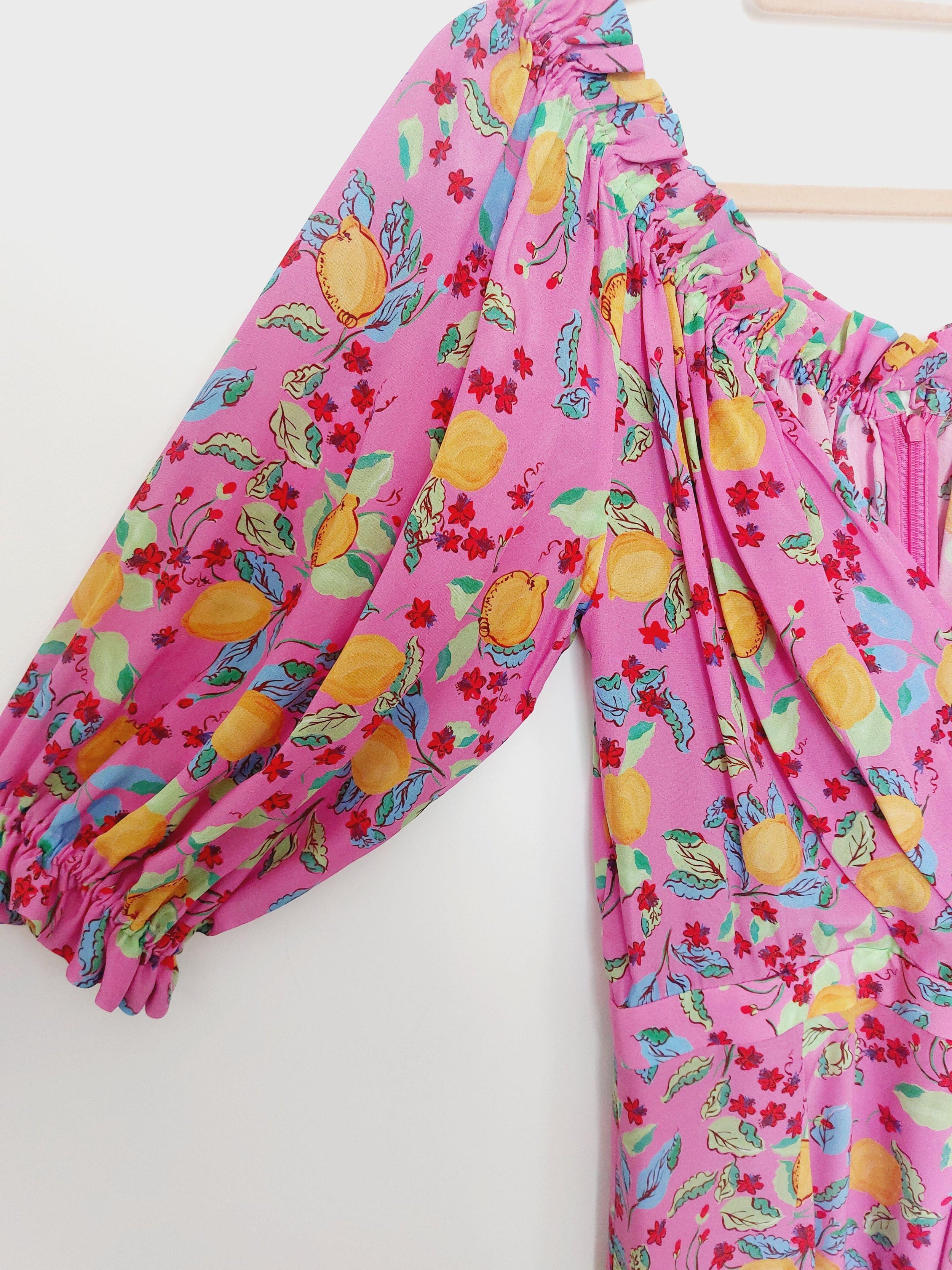 Saloni Pink Floral Olivia Dress