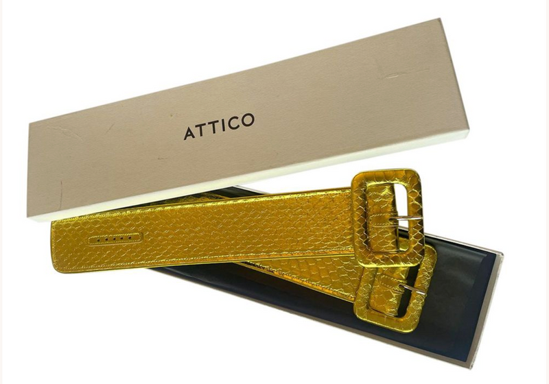 The Attico Metallic Gold Croc Embossed Belt
